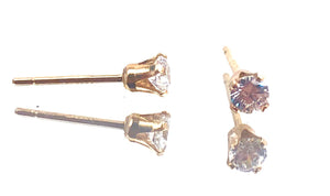 White cubic zirconia,14KGF stud earrings, 14K gold filled , SKU #4011230M4