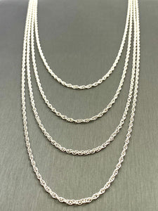 Sterling Silver Double Rope Chain 18” 20” 22” 24”, Sku#15R