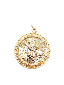 14K solid gold Saint Christopher charm, SKU#1734C