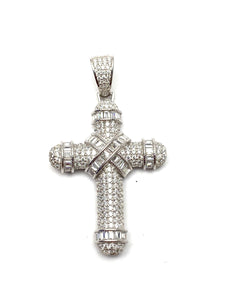 Sterling silver cross pendant, cubic zirconia, SKU# 10032
