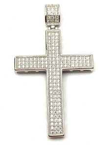 Sterling silver cross pendant, cubic zirconia, SKU#10034