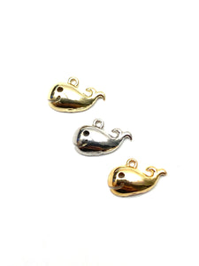 14k solid gold, rose gold and whit gold whale charm, SKU# L-1