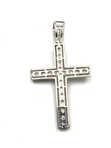 Sterling silver cross pendant, cubic zirconia, SKU# 10033
