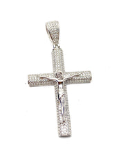 Sterling silver cross pendant, cubic zirconia, SKU# 10033