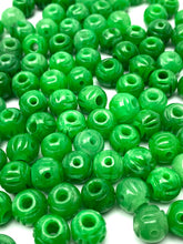 Stunning dyed jade bead, green carved, SKU#10046