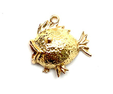 14K solid rose gold, white gold and gold fish charm, SKU#L-22