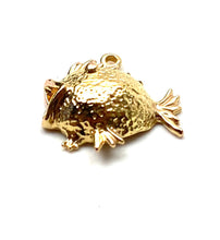 14K solid rose gold, white gold and gold fish charm, SKU#L-22