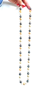 40 inch White and Golden south sea pearls and Tahitian pearl necklace, Big Size 12-14mm, AA+  SKU# 11125