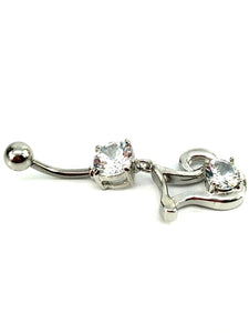 Stainless steel curve bar belly ring, SKU# 10-1-1