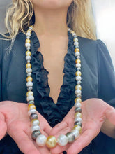 40 inch White and Golden south sea pearls and Tahitian pearl necklace, Big Size 12-14mm, AA+  SKU# 11125