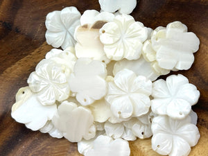 Mother Of Pearl White Flower Beads, Sku#M423