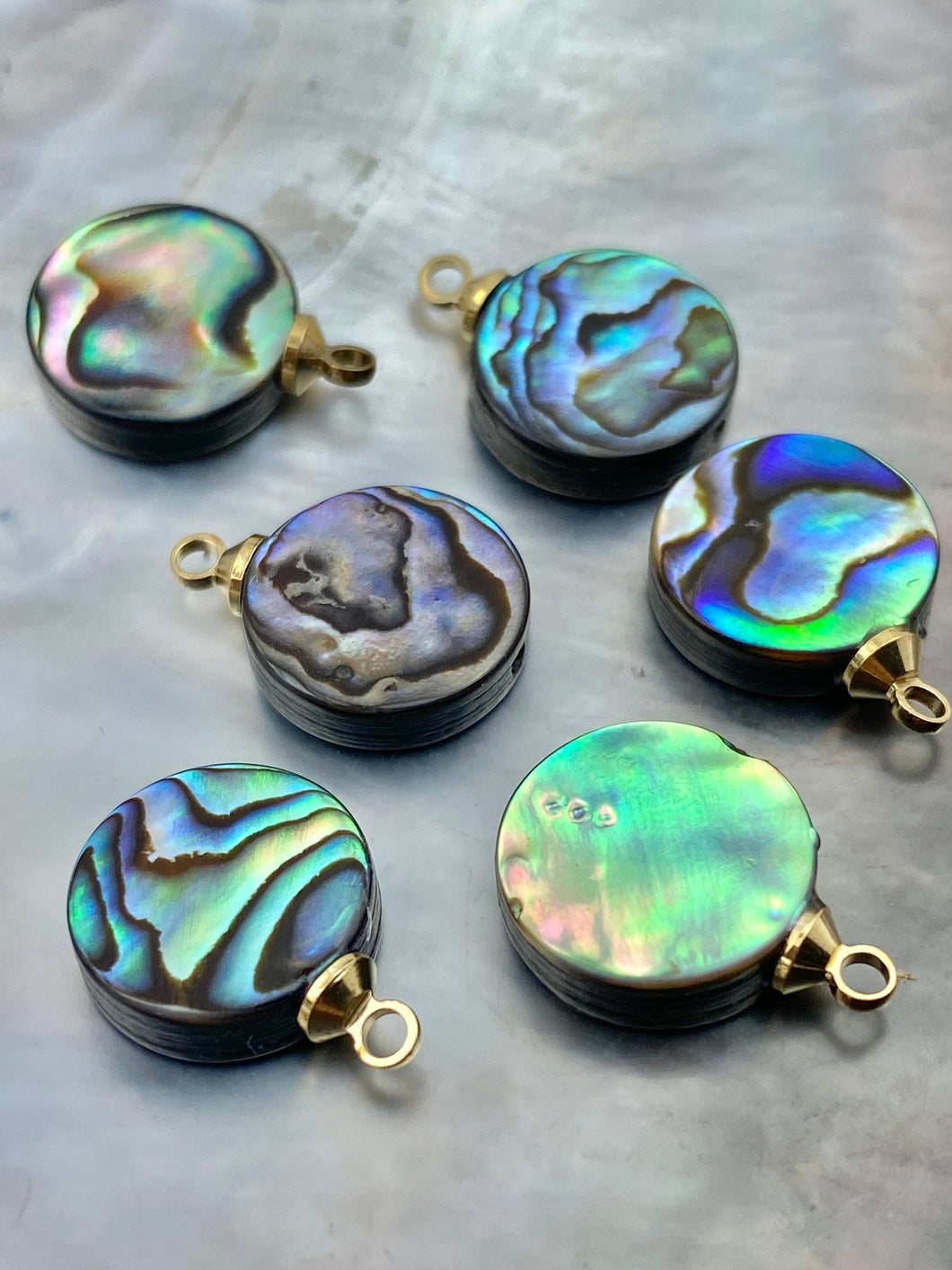 Circle abalone mother of pearl charm, SKU# M1023