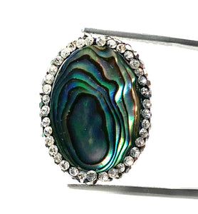 Oval abalone mother of pearl, cubic zirconia, SKU# M917