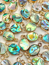 Oval double ring abalone mother of pearl charm, Sku#M750