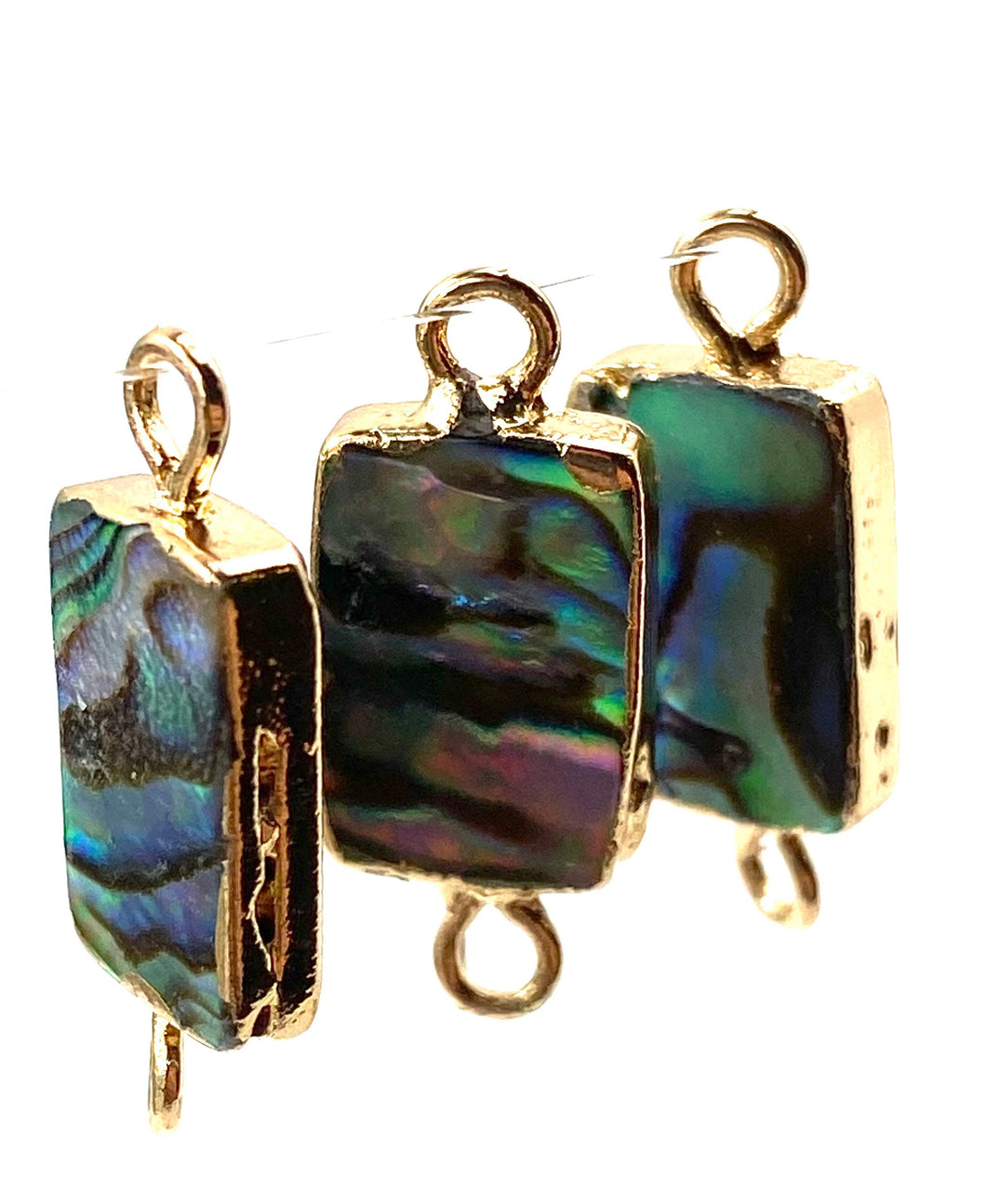 Rectangle double ring abalone mother of pearl charm, SKU# M767
