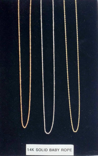 14k Gold Baby Rope Chains 16