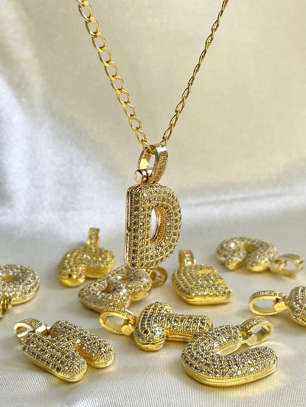Stunning gold plated bubble letter pendants, SKU# M343