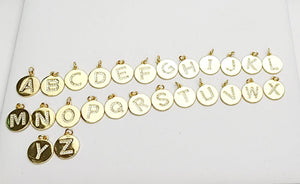 Beautiful gold plated disk letter pendants, SKU# M1282