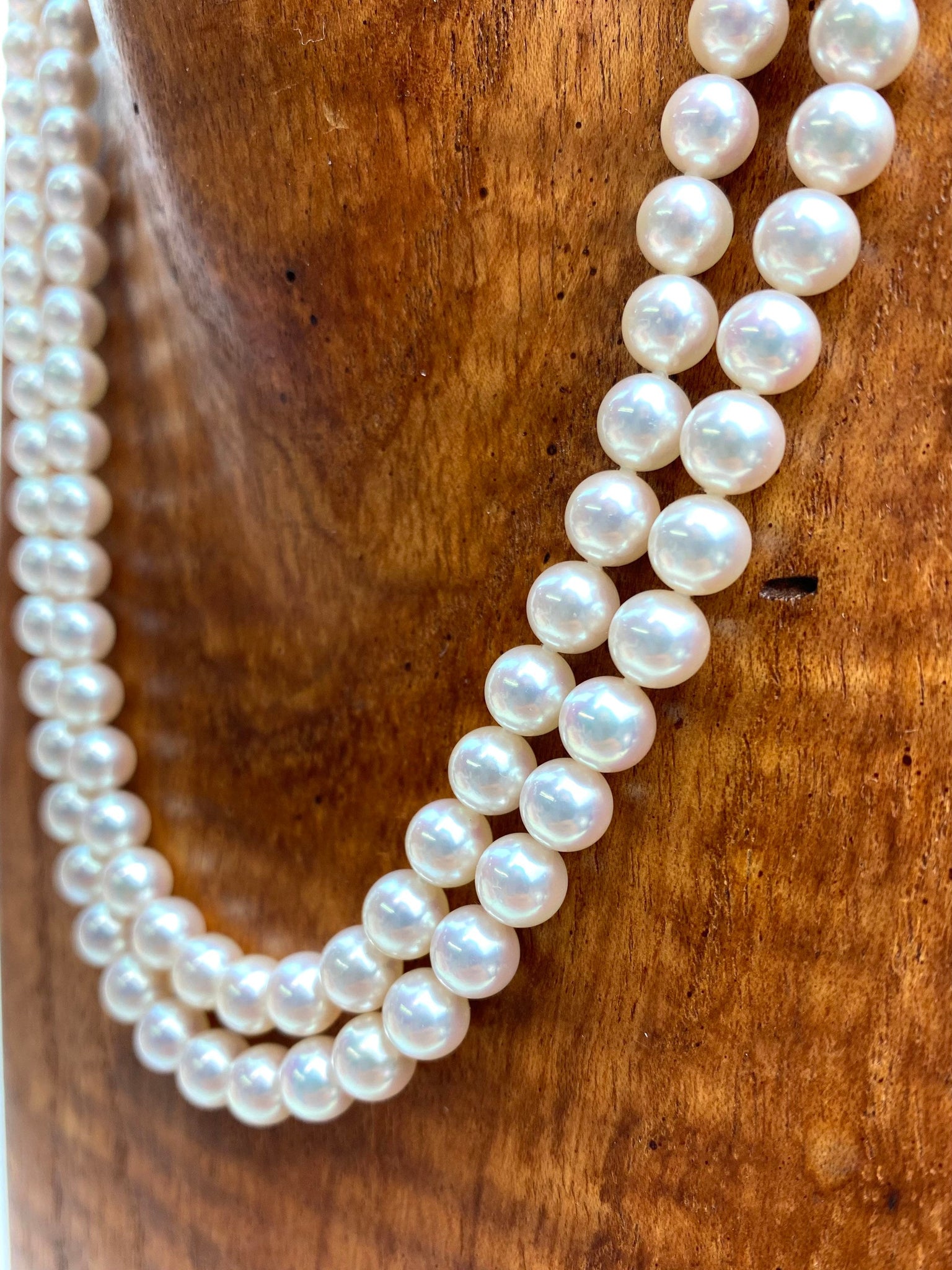 Mikimoto 18K WG Akoya Pearl Necklace Double Strand – Aloha Pearls & Schwartz