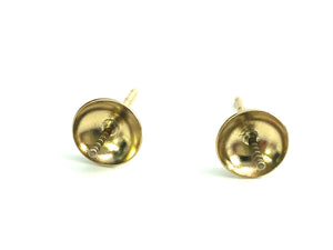 14K Solid Gold Ear Post 6mm Cup, Sku#11-28-1817