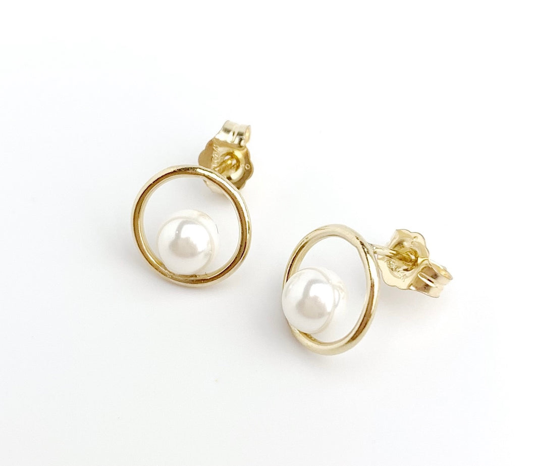 Gold Filled Crystal Pearl Earrings