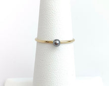 Gold Filled Dark Grey Crystal Pearl Stacking Ring