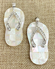 Mother of Pearl Silver Plated Crystal Slipper Pendant Sku#M781