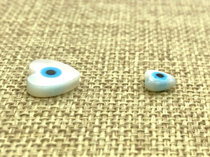 Mother Of Pearls Heart Beads, Small Heart Beads, Medium Heart Beads, Blue Eye Beads, Evil Eye Beads
